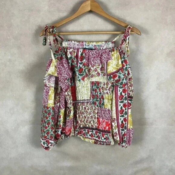 BOOHOO Bandana Floral Patchwork Off The Shoulder Top NEW US 16 (Large) - Picture 3 of 10